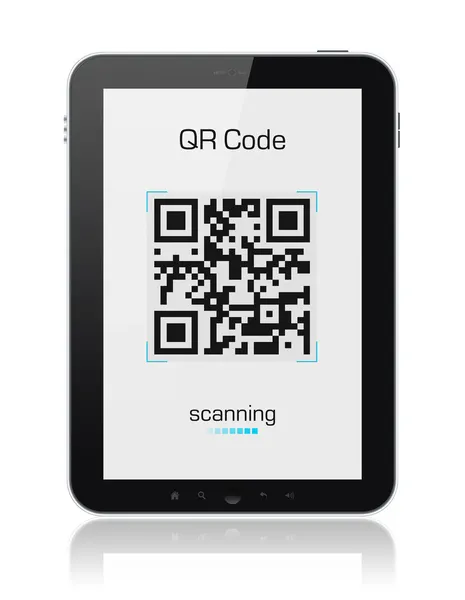 Escáner de código QR en la tableta digital —  Fotos de Stock