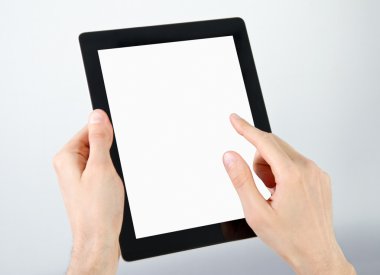 Holding And Point On Electronic Tablet PC clipart