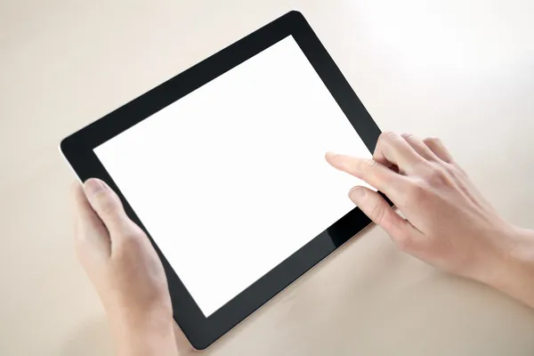 Holding And Point On Electronic Tablet PC — Stock Photo, Image