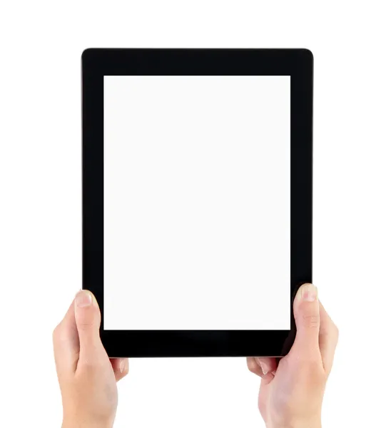Bedrijf elektronische tablet-pc in handen — Stockfoto