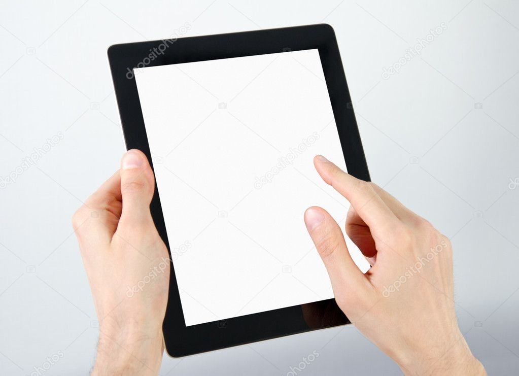 Holding And Point On Electronic Tablet PC