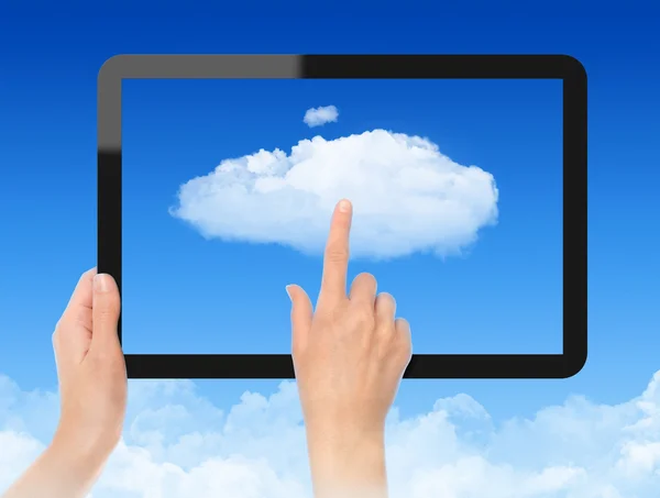 Arbeit mit Cloud Computing-Konzept — Stockfoto