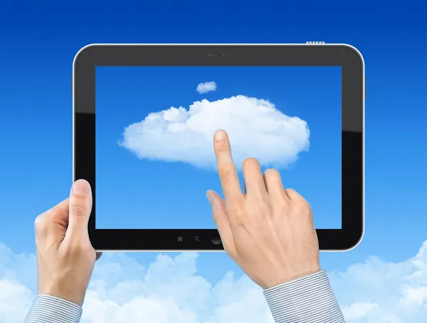 Jobbar med cloud computing koncept — Stockfoto
