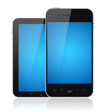 izole mavi perde ile modern cep telefonları