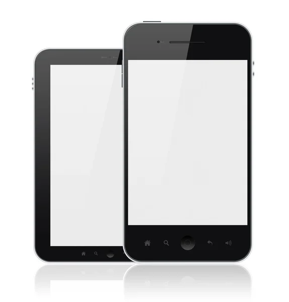 Moderne Mobiltelefone mit leerem Bildschirm isoliert — Stockfoto