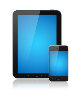 Dijital tablet pc ile izole mobil akıllı telefon