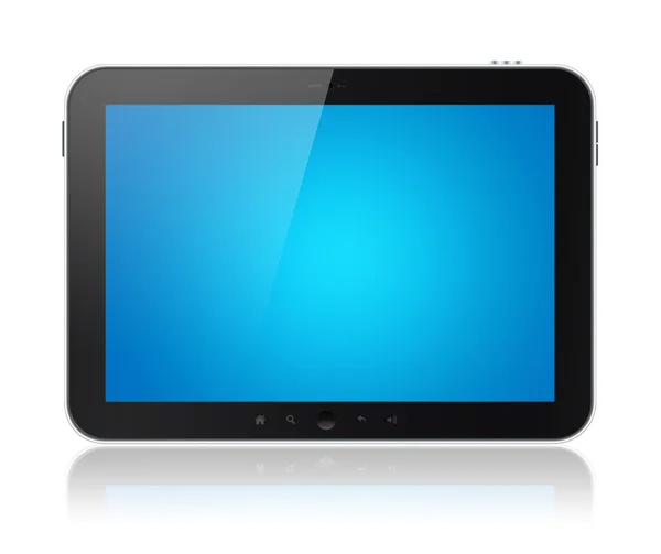 Komputer typu Tablet z niebieskim ekranem na białym tle — Zdjęcie stockowe