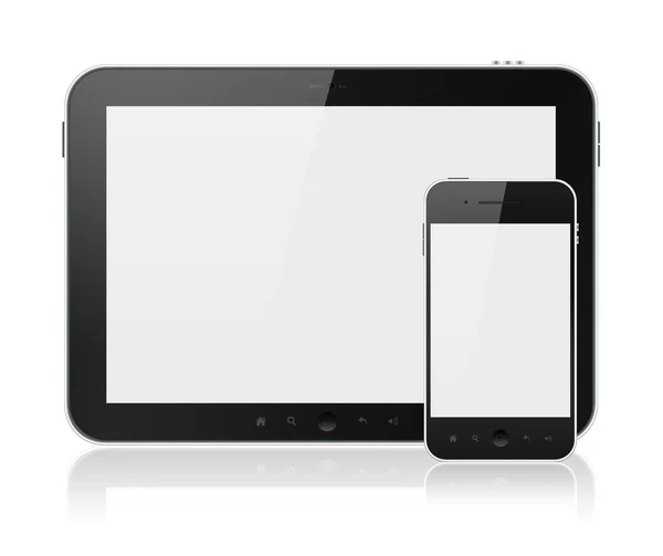Tablet PC digitale con Smart Phone cellulare isolato — Foto Stock