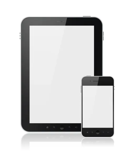 Digitale tablet pc met mobiele slimme telefoon geïsoleerd — Stockfoto