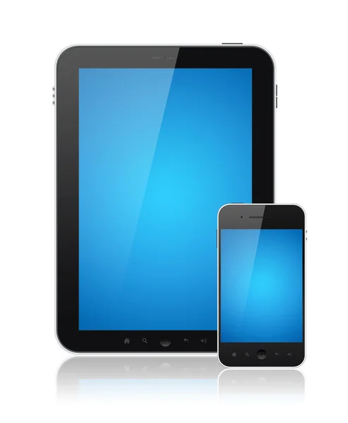 Digitaler Tablet-PC mit Handy isoliert — Stockfoto