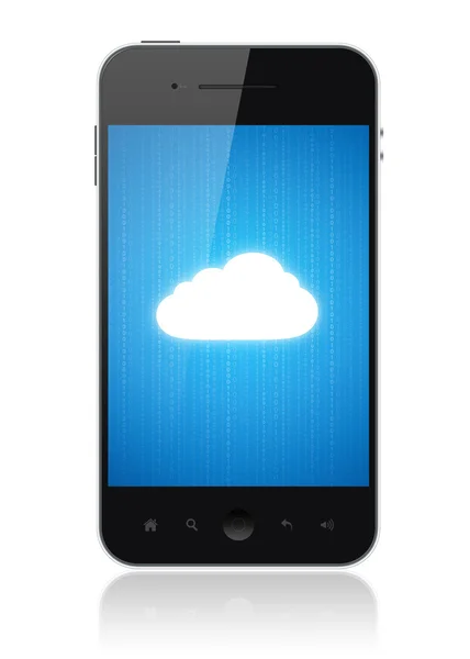 Bulut bilgi işlem bağlantı üstünde hareket eden telefon — Stok fotoğraf