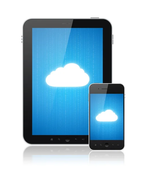 Conexão de computação em nuvem em dispositivos modernos — Fotografia de Stock