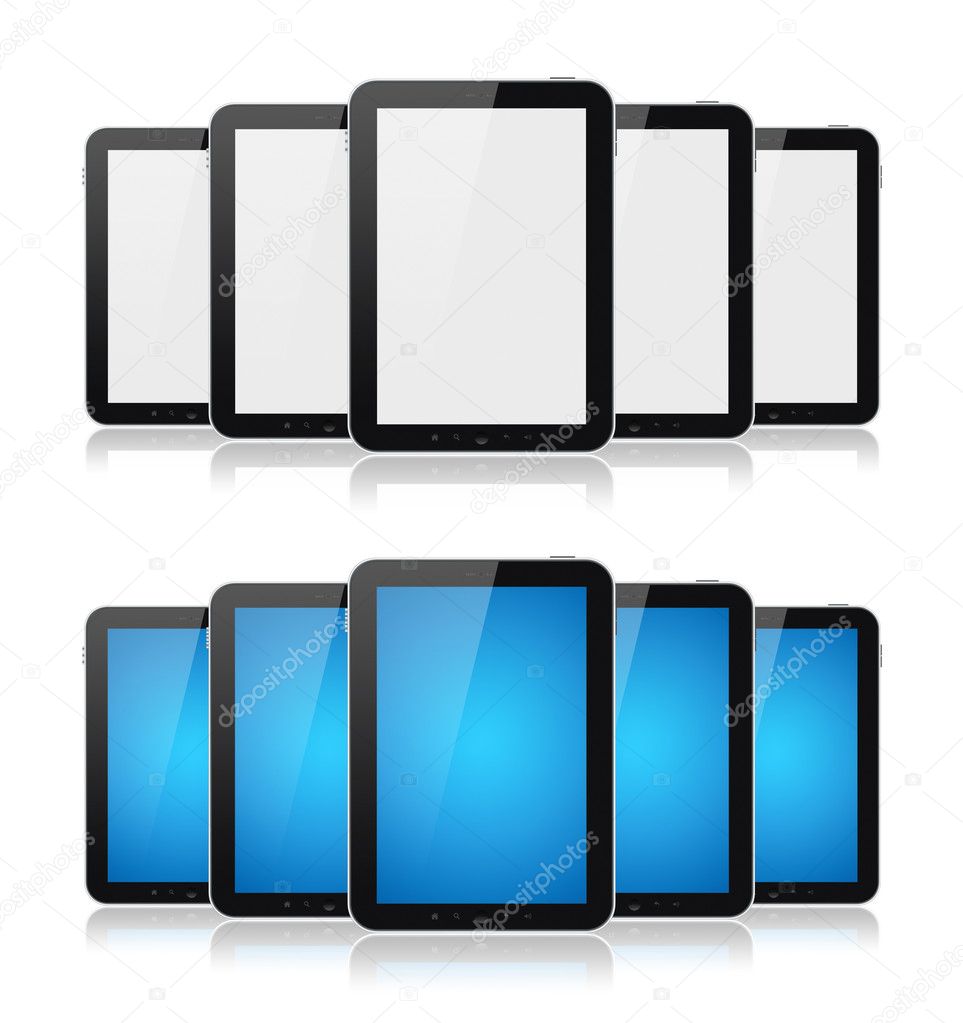 Set Of Tablet Computers Isolated