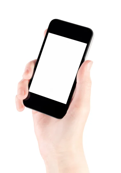Mobiele slimme telefoon in hand geïsoleerd — Stockfoto
