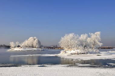 Northern winter landscape clipart