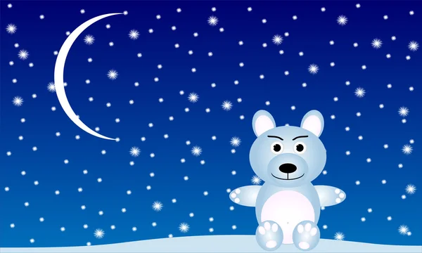 冬季风景与一只北极熊 — 图库矢量图片