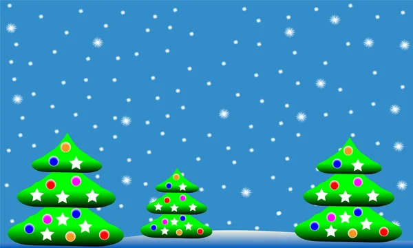 Vinter jul landskap med granar — Stock vektor