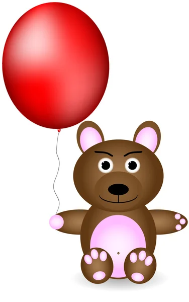 Medvěd s červeným balónkem — Stockový vektor