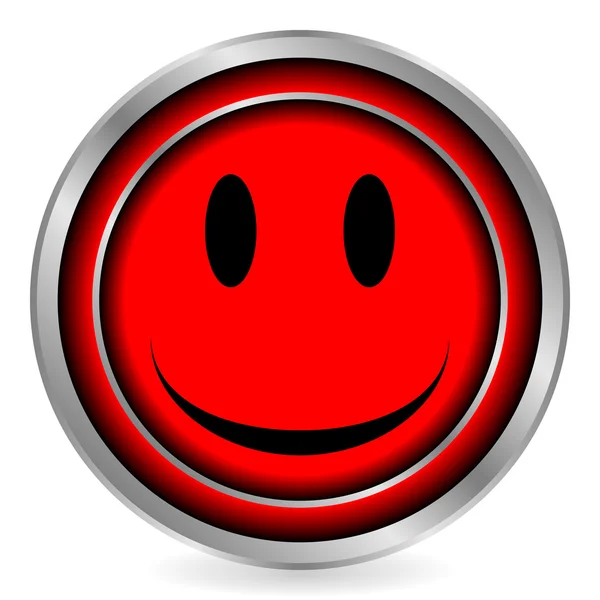 Gülümsemek yüz kırmızı daire simgesi — Stok Vektör