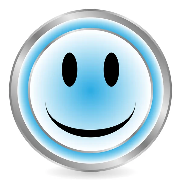笑顔の顔青い円形のアイコン — ストックベクタ