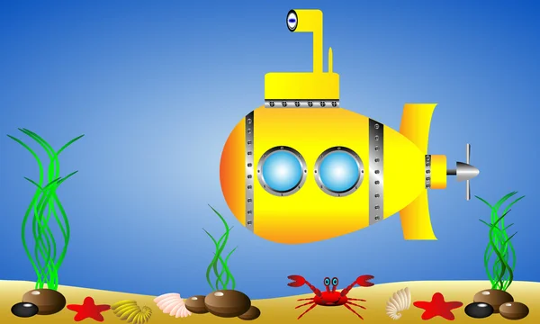 Żółtej łodzi podwodnej pod wodą — Wektor stockowy