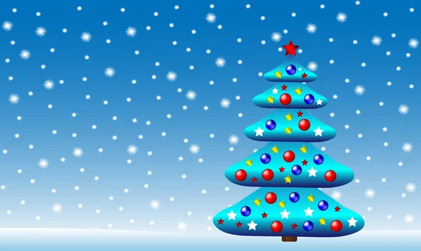 Zimní vánoční krajina se stromem jedle — Stockový vektor
