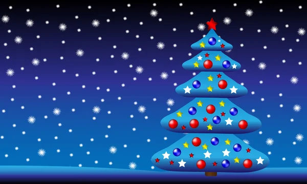 Vinter jul landskap med fir tree — Stock vektor