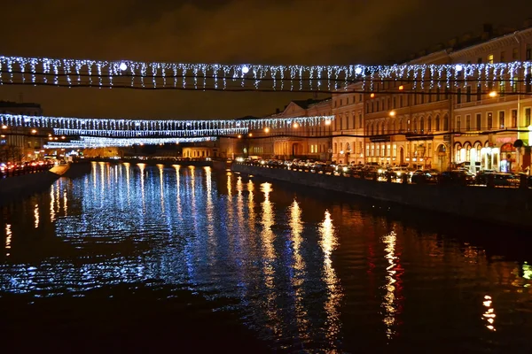 Rzeki Fontanka w nocy — Zdjęcie stockowe