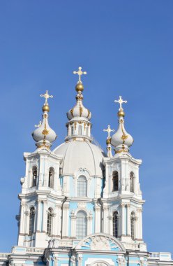 güneşli bir bahar gününde Smolny katedral