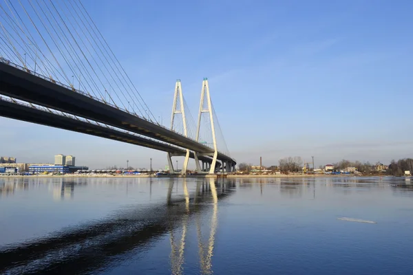 Kábel merevített híd Budapest. — Stock Fotó
