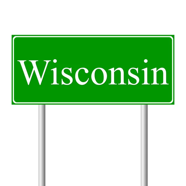Wisconsin sinal de estrada verde — Vetor de Stock