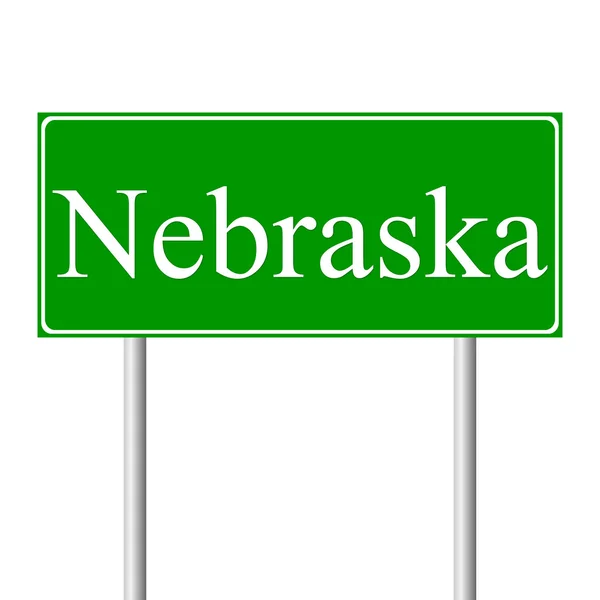 ネブラスカ州の緑の道路標識 — ストックベクタ