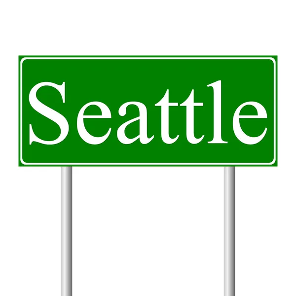 Seattle green road sign — Stock Vector