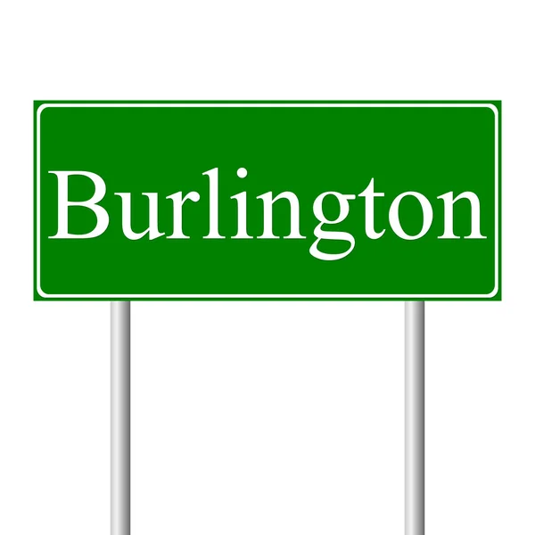 Burlington yeşil yol levhası — Stok Vektör