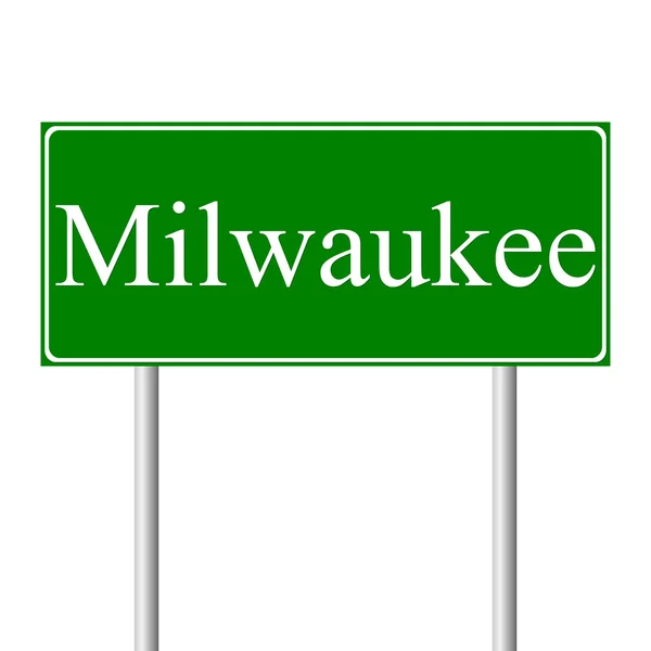 Milwaukee green road sign — Stock Vector