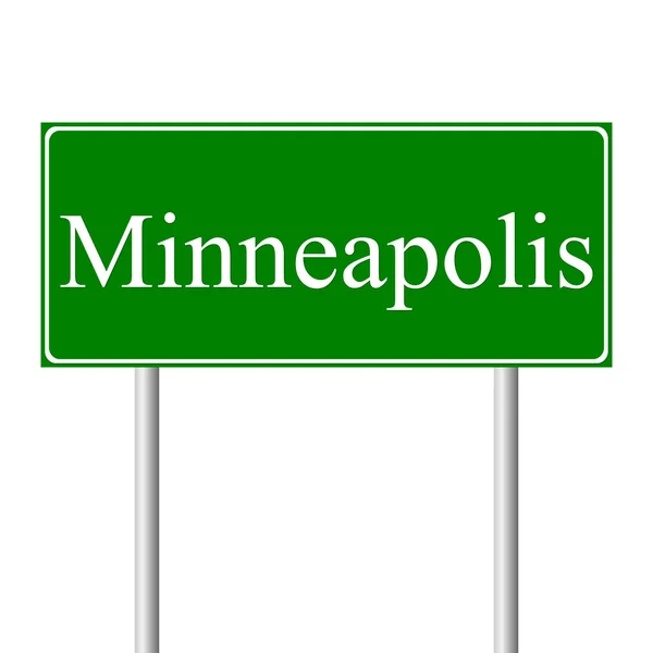 Minneapolis green road sign — Stock Vector