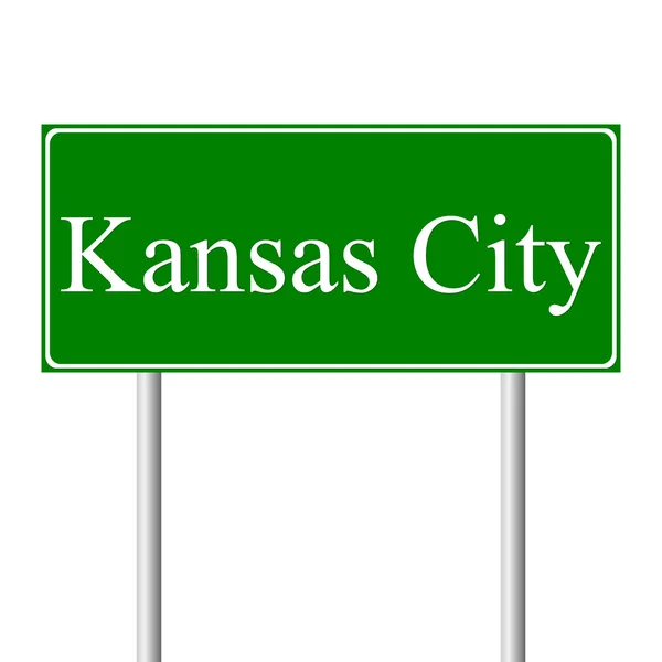 Kansas City green road sign — Stock Vector