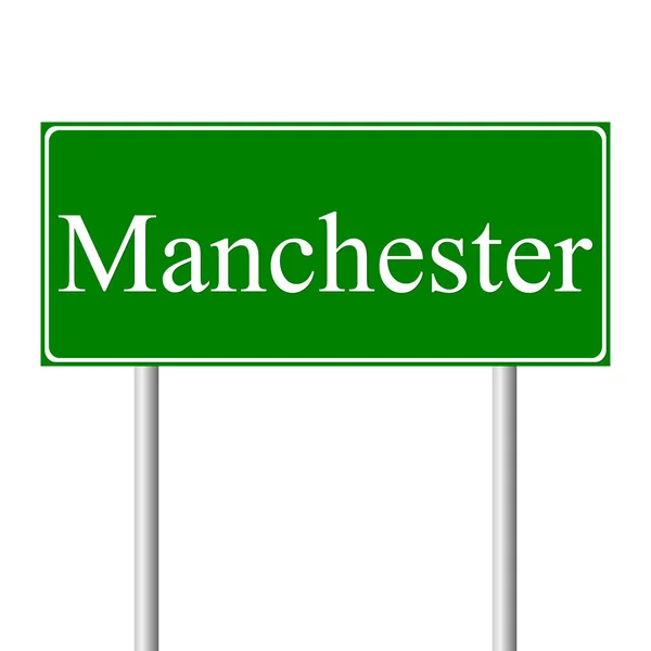 Cartello stradale verde Manchester — Vettoriale Stock