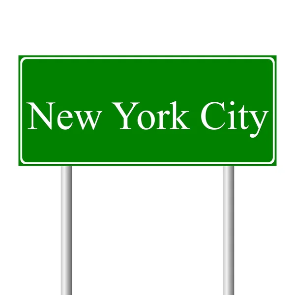 New York City green road sign — Stock Vector