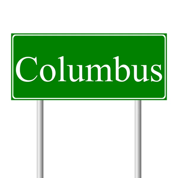 Columbus yeşil yol levhası — Stok Vektör