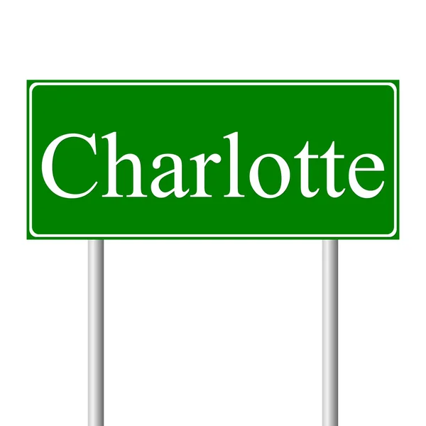Charlotte green road sign — Stock Vector