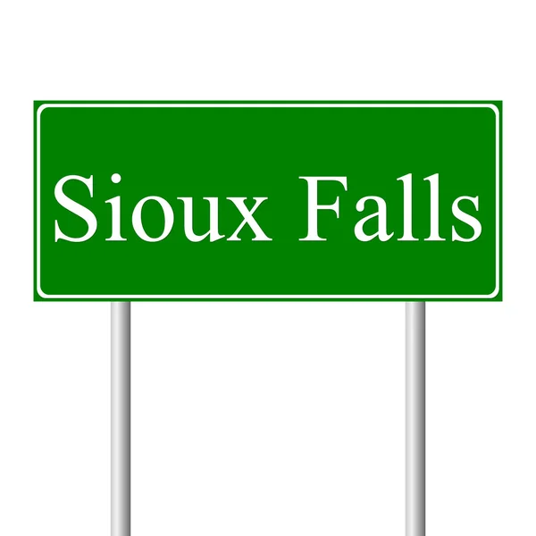 Señal de carretera verde Sioux Falls — Vector de stock