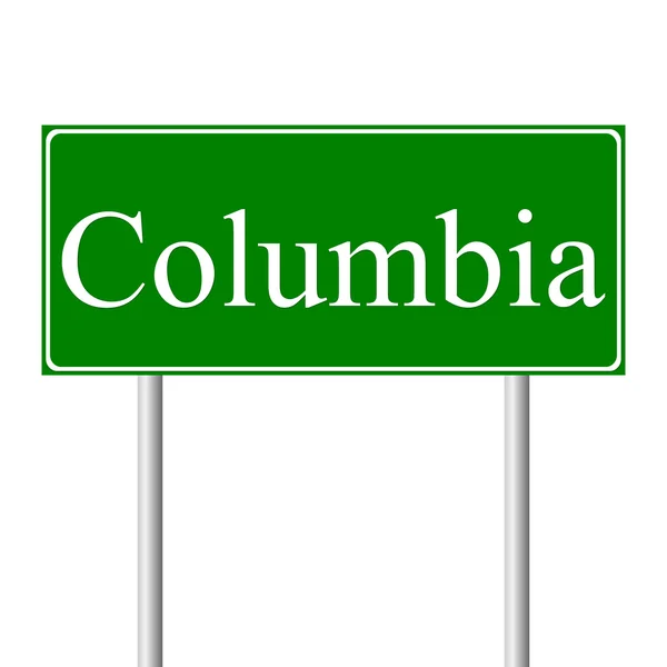 Columbia señal de carretera verde — Archivo Imágenes Vectoriales