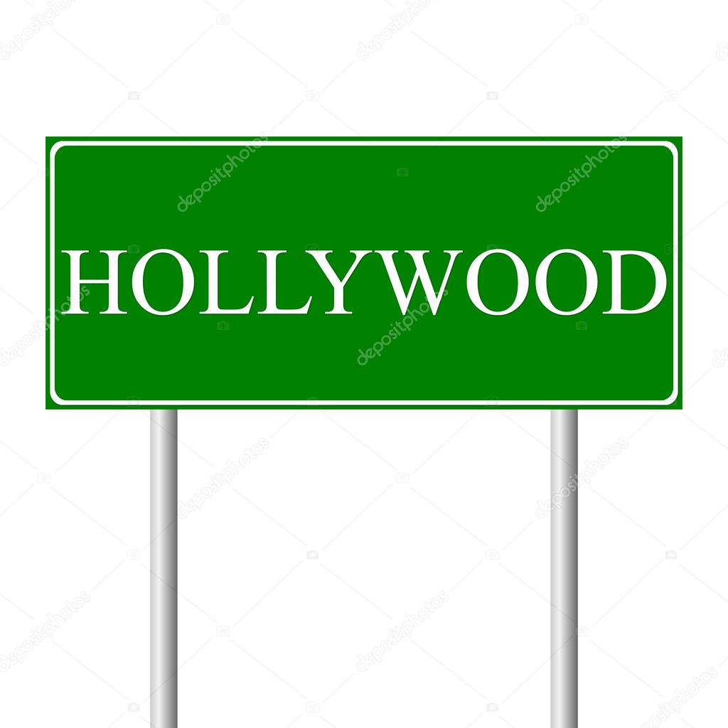 Hollywood green road sign