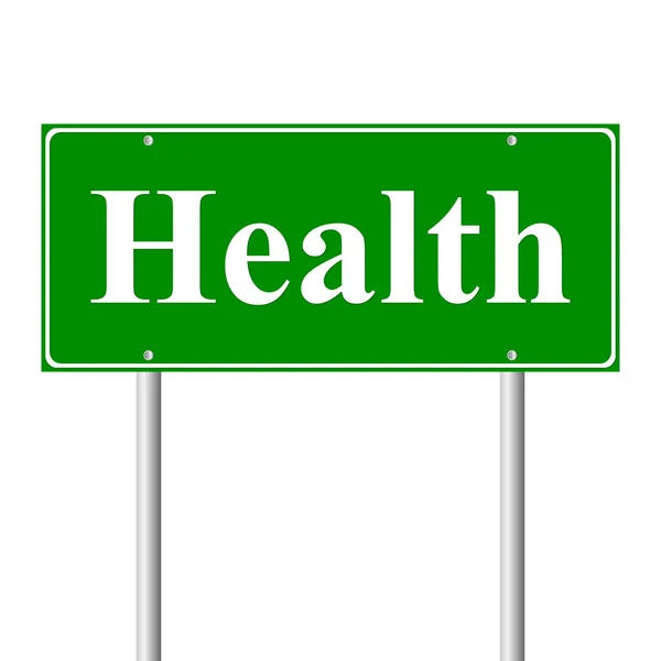 Health, concept green road sign — Stock Vector