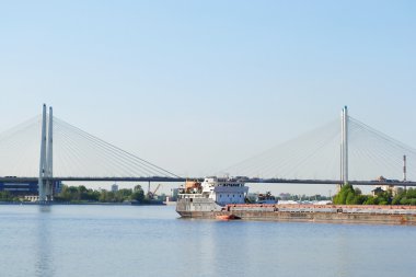Kargo gemisi ve kablo braced Köprüsü