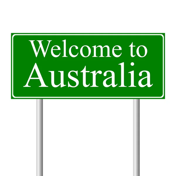 Benvenuti in Australia, concept road sign — Vettoriale Stock
