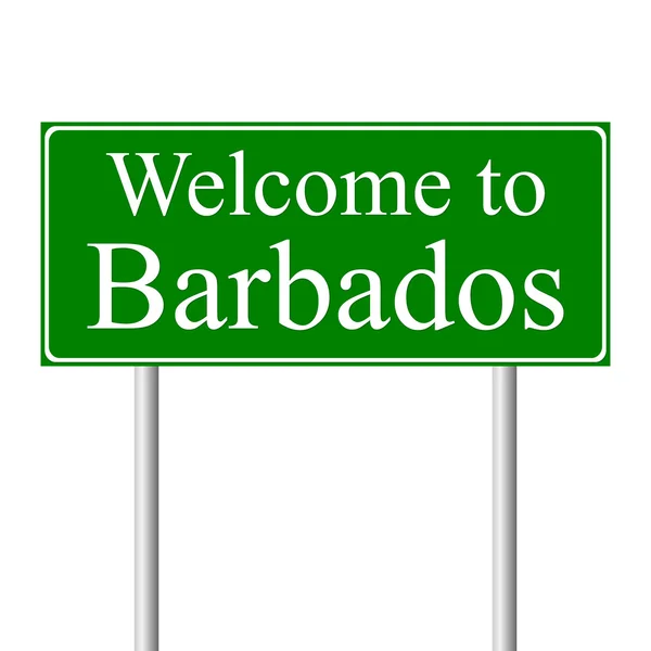 Welkom op de barbados, concept verkeersbord — Stockvector