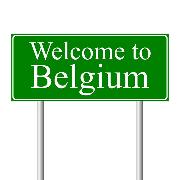 Bienvenido a Bélgica, concepto de señal de tráfico — Vector de stock