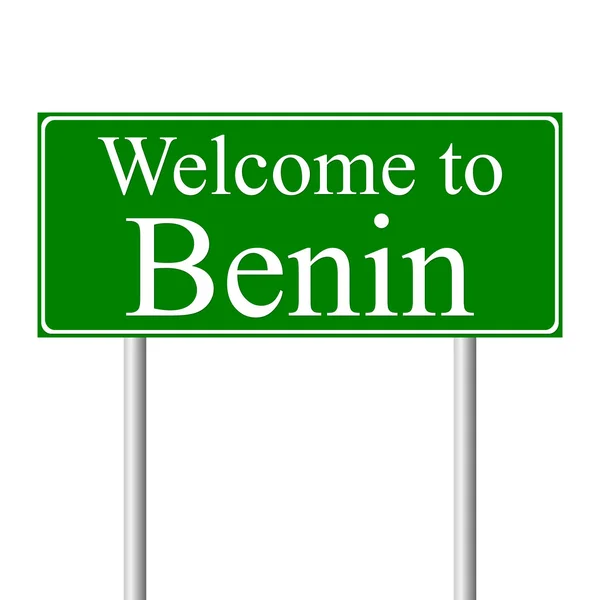 Bem-vindo ao Benin, conceito de sinal de estrada —  Vetores de Stock
